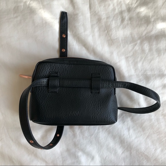 MATT & NAT VEGAN BLACK LEATHER ROSE GOLD PARIS BELT BAG - Picture 6 of 12